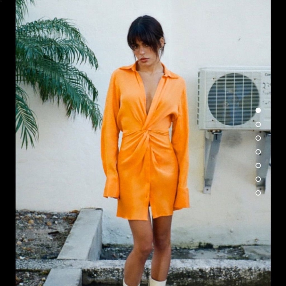 NWT Zara Orange Satin Dress
